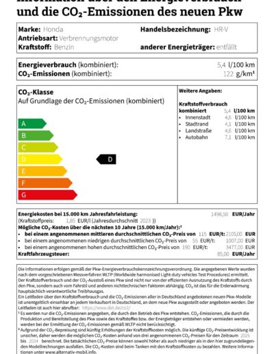 Verbrauchsdatenblatt Honda HR-V e-HEV-Advance-Style-MJ25